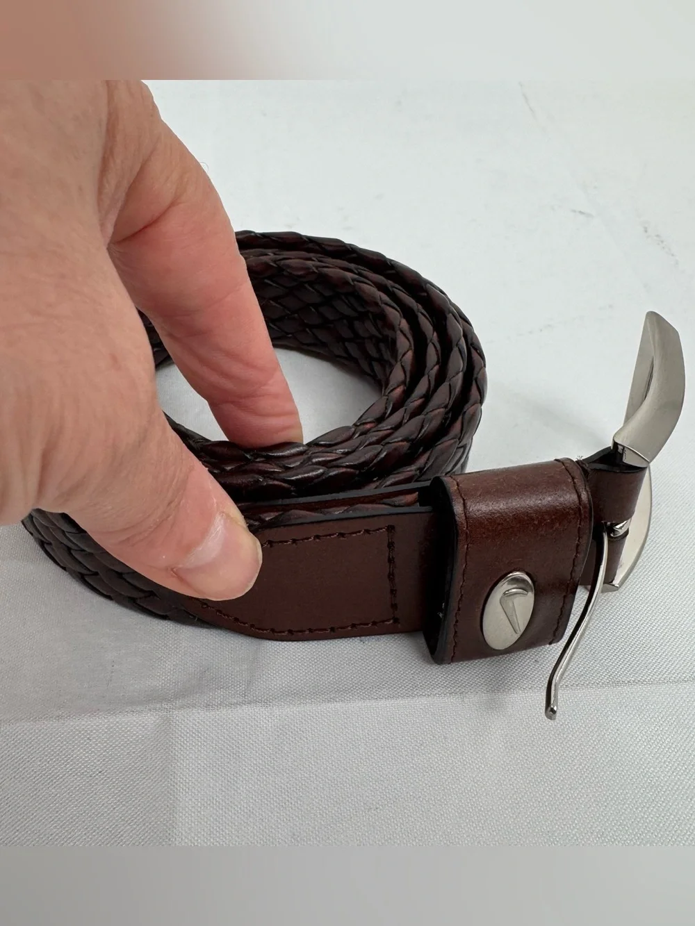 Nike Braided Belt Mens 42 Brown  Woven Braided Leather 11079-02